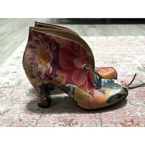 John Fluevog Floral Heeled Booties Size 9